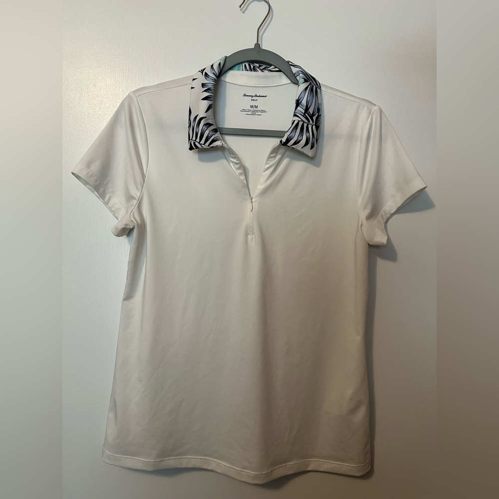 Mint and navy golf shirt